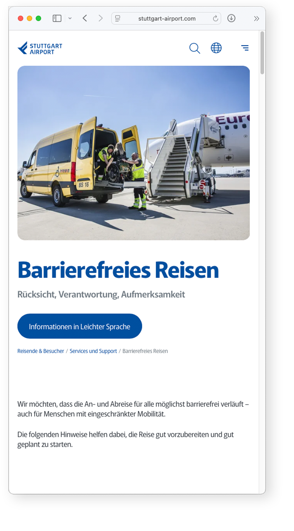 Barrierefreies Reisen am Stuttgarter Flughafen