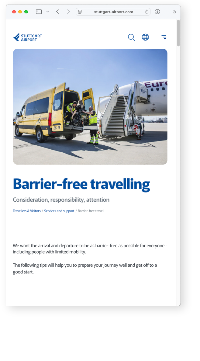 Barrierefreies Reisen am Stuttgarter Flughafen